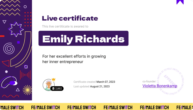 Live certificate for startup skills